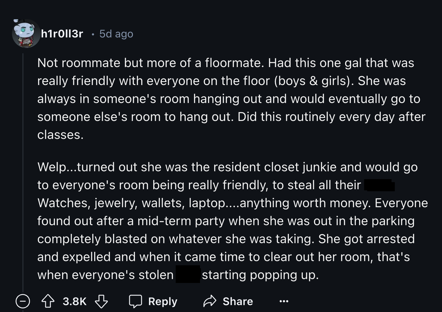 inspirational paragraphs - h1r0ll3r 5d ago Not roommate but more of a floormate. Had this one gal that was really friendly with everyone on the floor boys & girls. She was always in someone's room hanging out and would eventually go to someone else's room